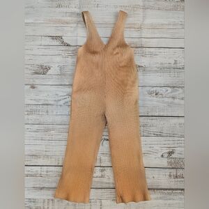 Uniqlo Girl Beige Ribbed Jumpsuit-Size 7/8
